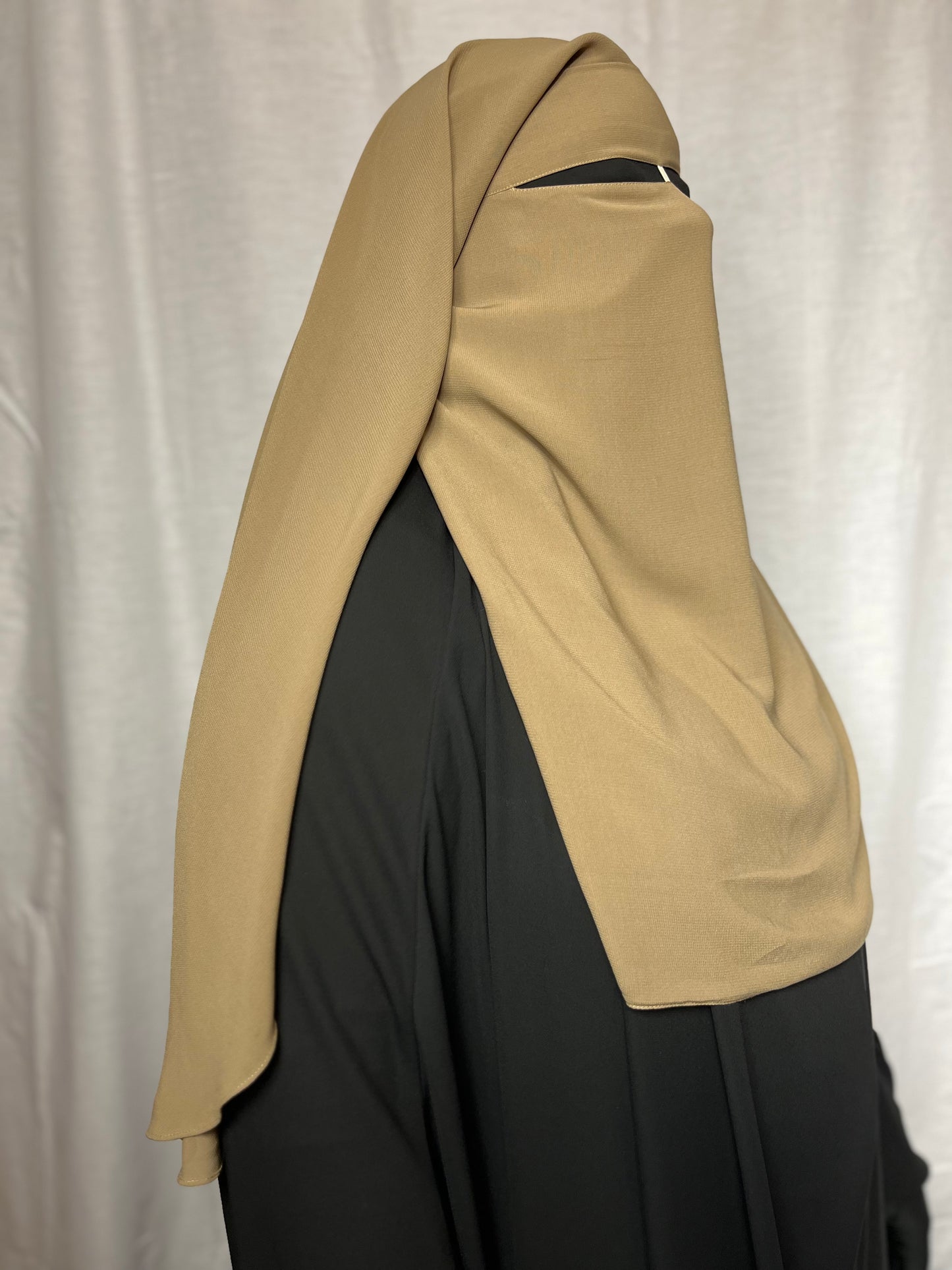 Large Niqab | 3 Layered Noise String: cream & grey