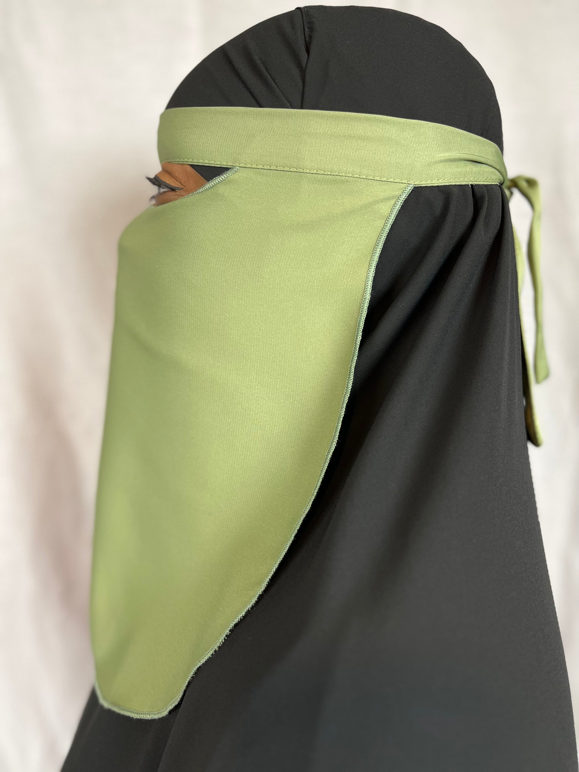 Mint single layered niqab with tie back