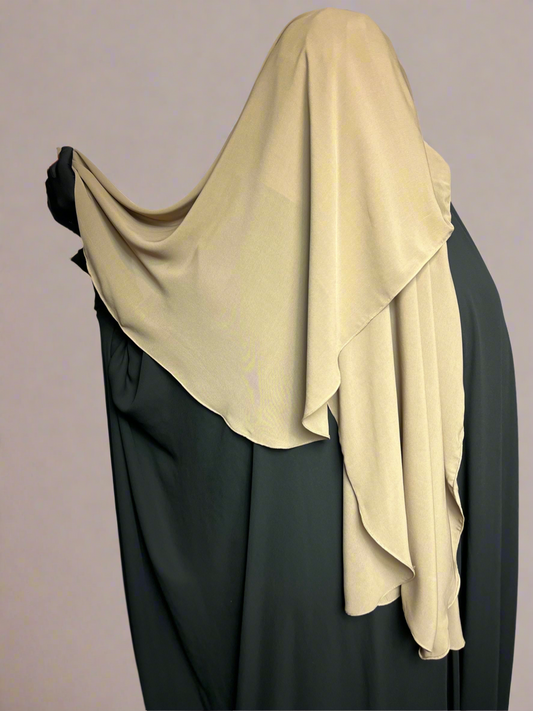 Large Niqab | 3 Layered Noise String: cream & grey