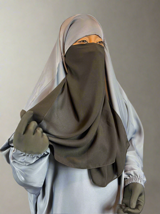 Black Half Niqab | Two layers