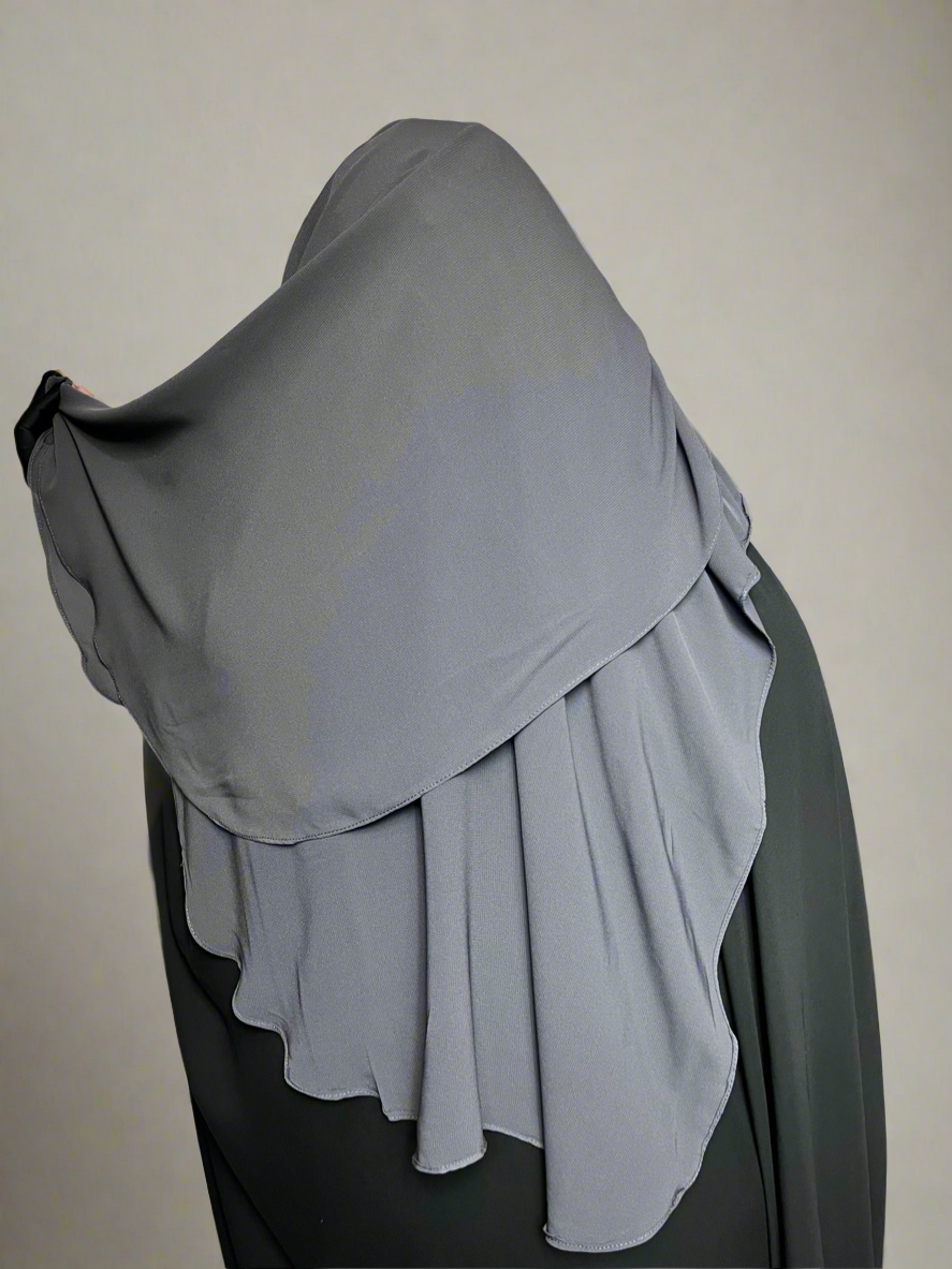 Large Niqab | 3 Layered Noise String: cream & grey