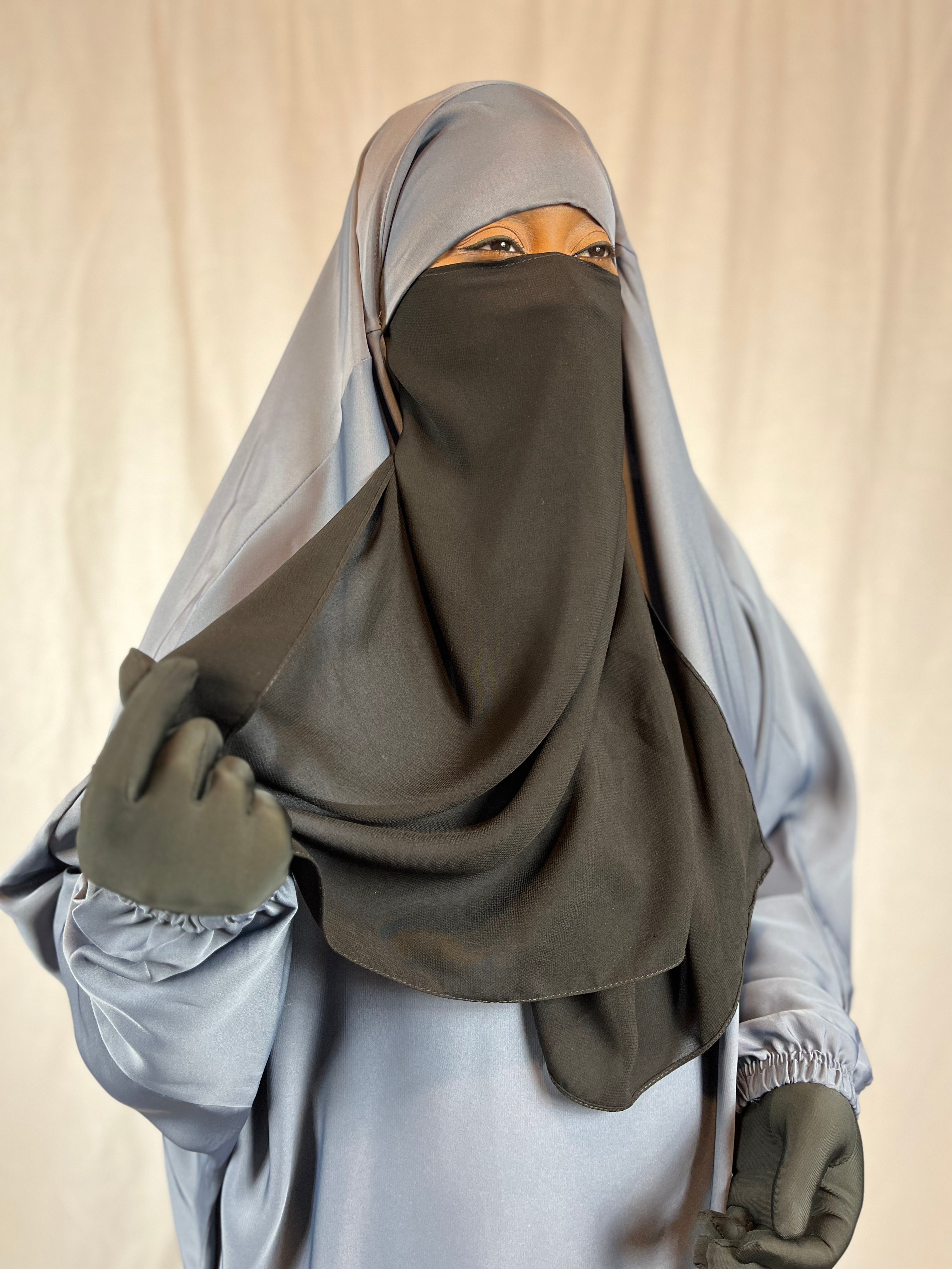 Black Half Niqab | Two layers – MU’MINATI