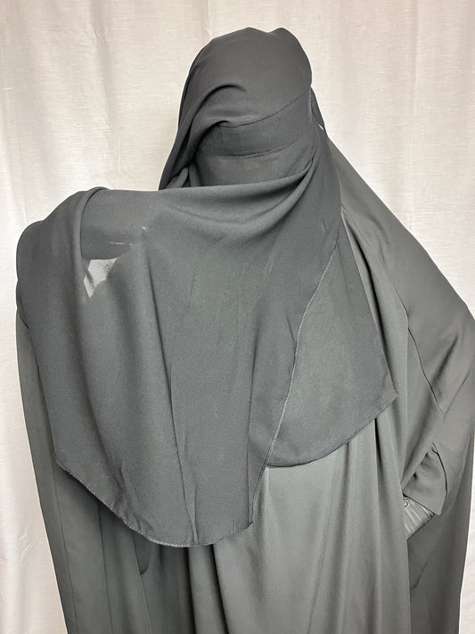 Large Black Niqab | Three Layers