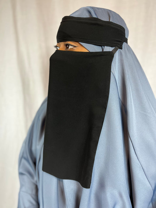 Black Niqab | Single Layer Elastic